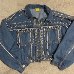 Fashion Nova silver and black stud jean jacket